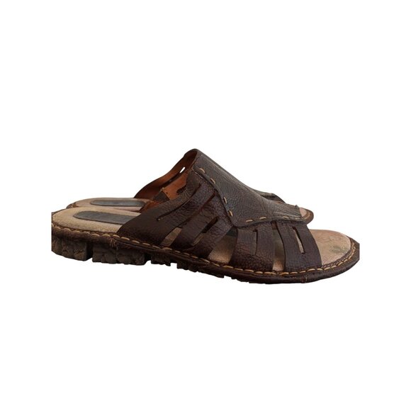 Born Laramie Full Grain Leather Dark Brown Slide Sandals Womens - Picture 8 of 10